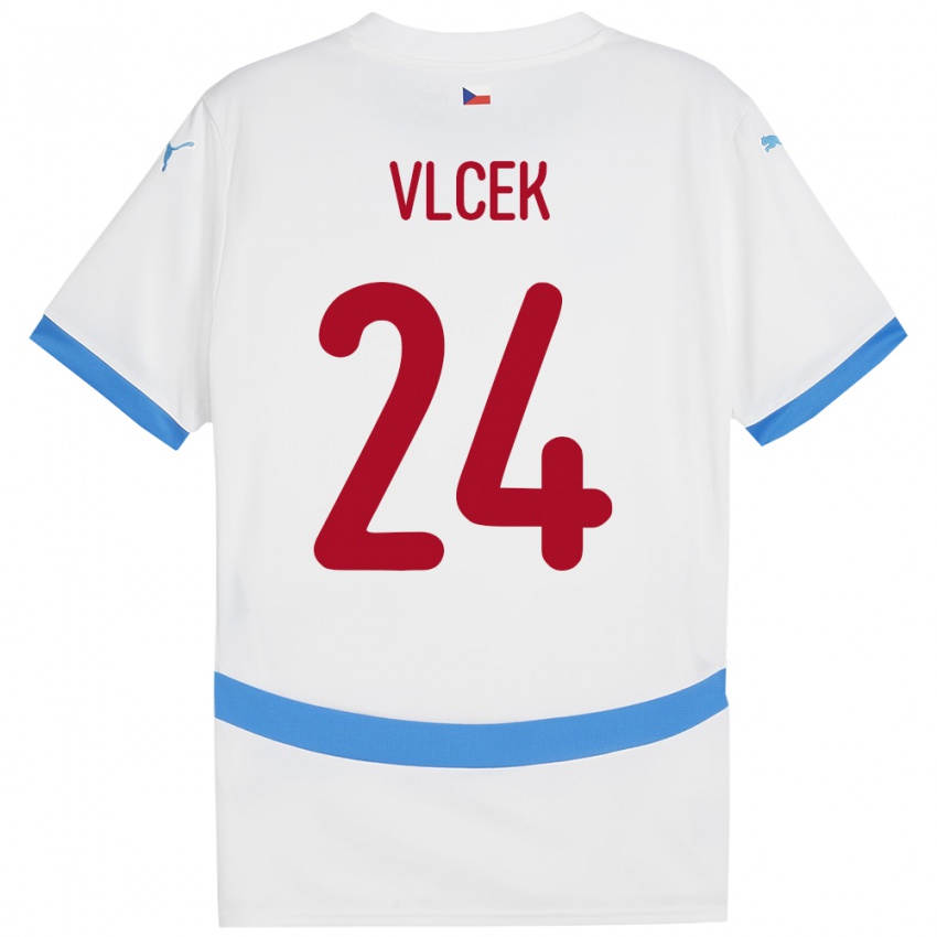 Herren Tschechien Tomas Vlcek #24 Weiß Auswärtstrikot Trikot 24-26 T-Shirt Schweiz