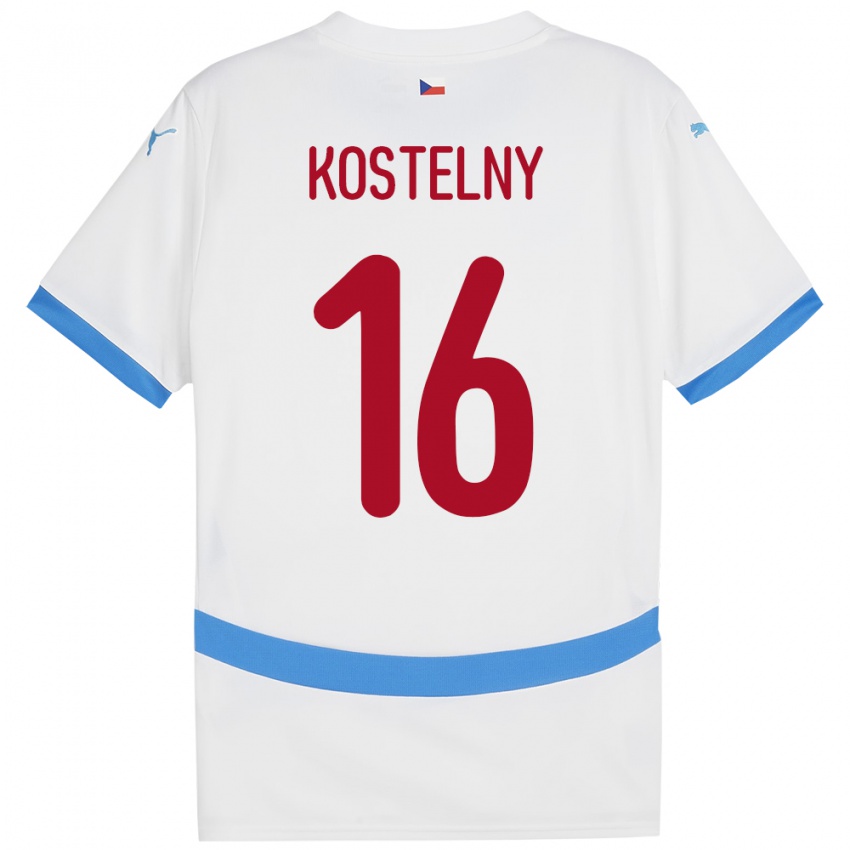 Herren Tschechien Krystof Kostelny #16 Weiß Auswärtstrikot Trikot 24-26 T-Shirt Schweiz