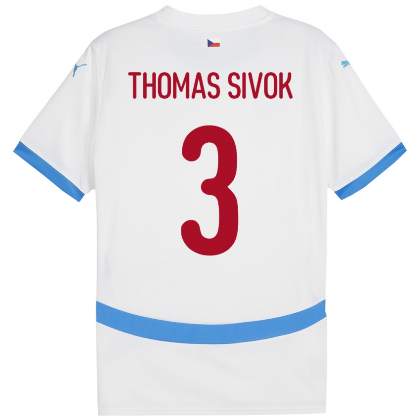 Herren Tschechien Andre Thomas Sivok #3 Weiß Auswärtstrikot Trikot 24-26 T-Shirt Schweiz