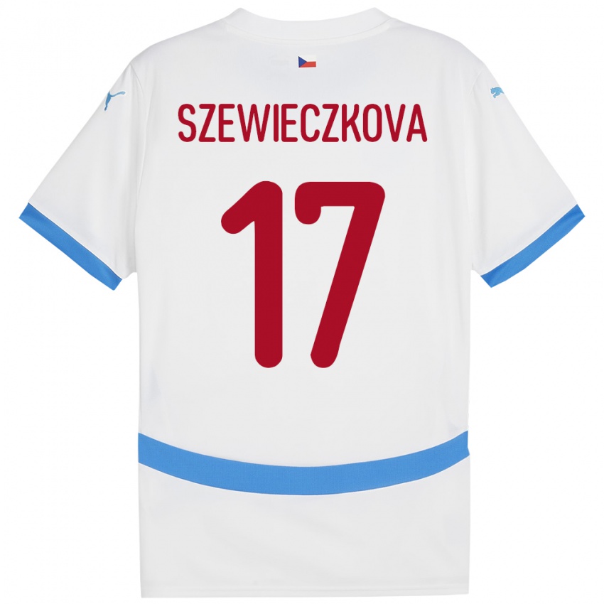 Herren Tschechien Tereza Szewieczková #17 Weiß Auswärtstrikot Trikot 24-26 T-Shirt Schweiz