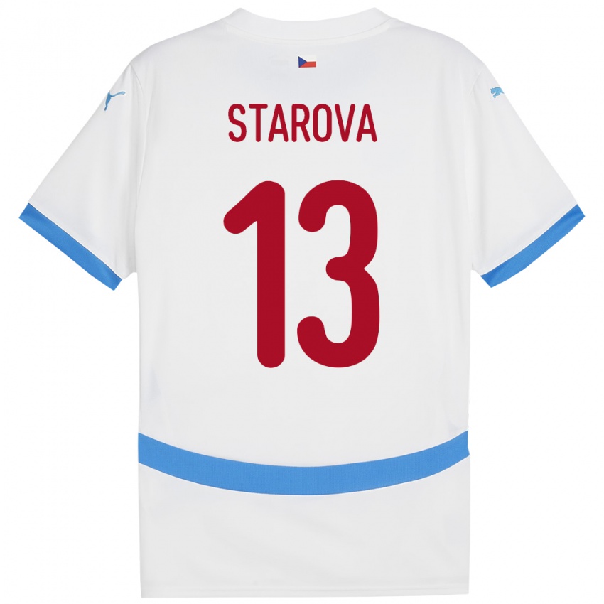 Herren Tschechien Antonie Stárová #13 Weiß Auswärtstrikot Trikot 24-26 T-Shirt Schweiz