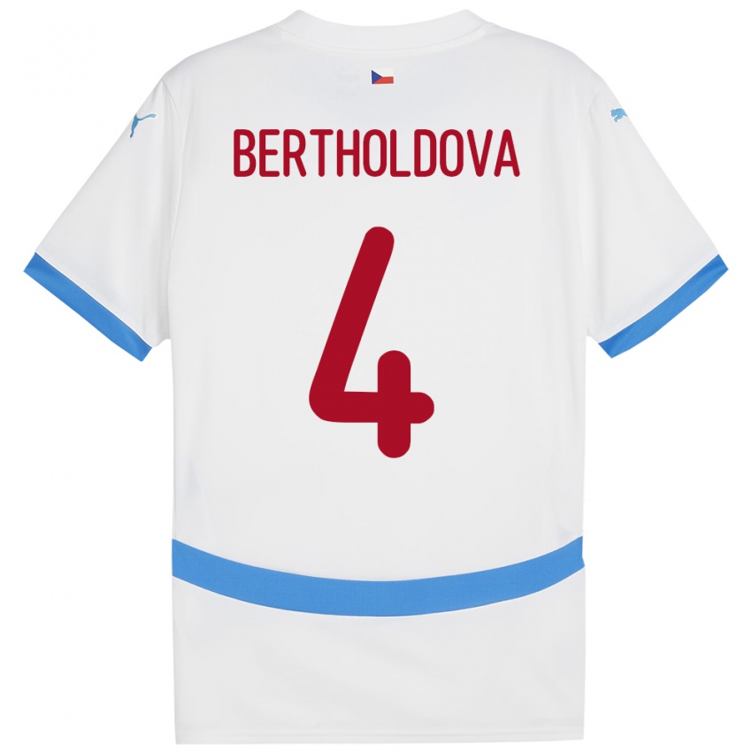 Herren Tschechien Petra Bertholdová #4 Weiß Auswärtstrikot Trikot 24-26 T-Shirt Schweiz