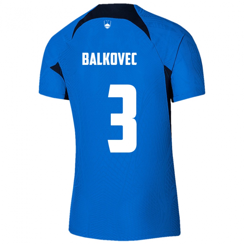 Herren Slowenien Jure Balkovec #3 Blau Auswärtstrikot Trikot 24-26 T-Shirt Schweiz