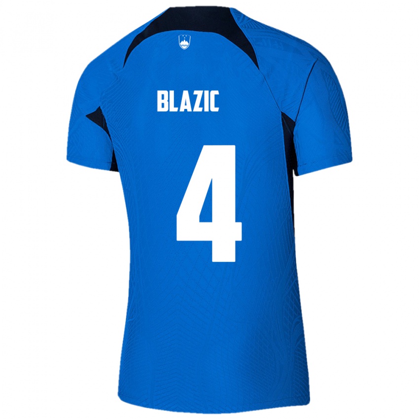 Herren Slowenien Miha Blazic #4 Blau Auswärtstrikot Trikot 24-26 T-Shirt Schweiz