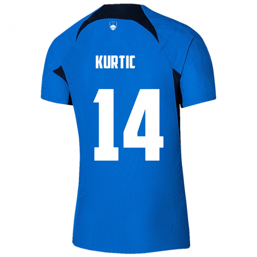 Herren Slowenien Jasmin Kurtic #14 Blau Auswärtstrikot Trikot 24-26 T-Shirt Schweiz