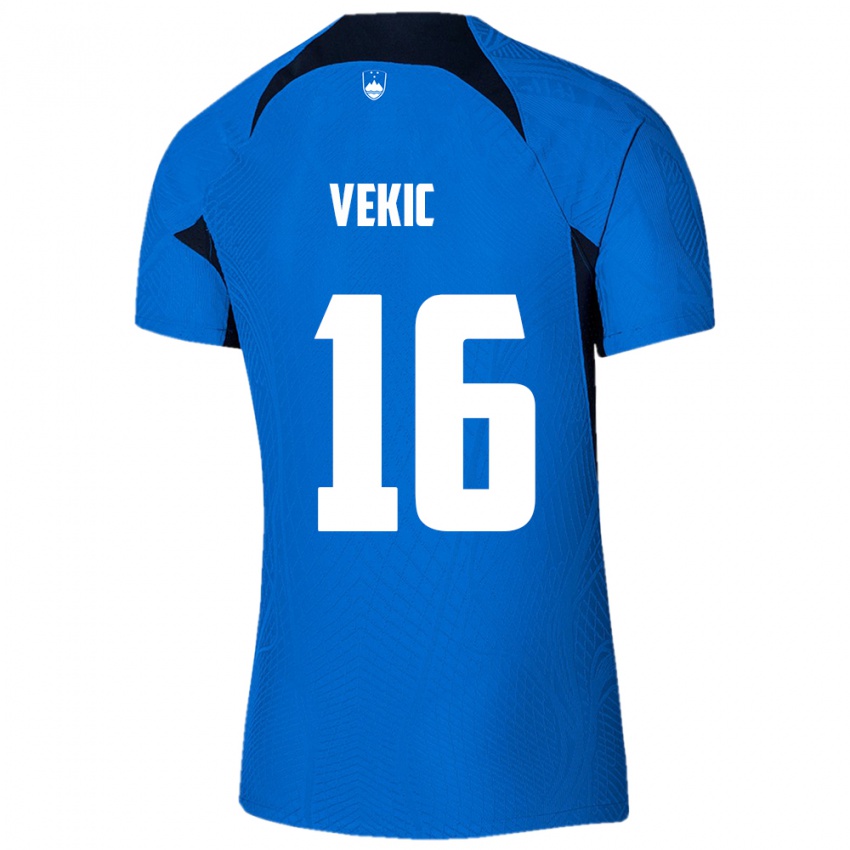 Herren Slowenien Igor Vekic #16 Blau Auswärtstrikot Trikot 24-26 T-Shirt Schweiz
