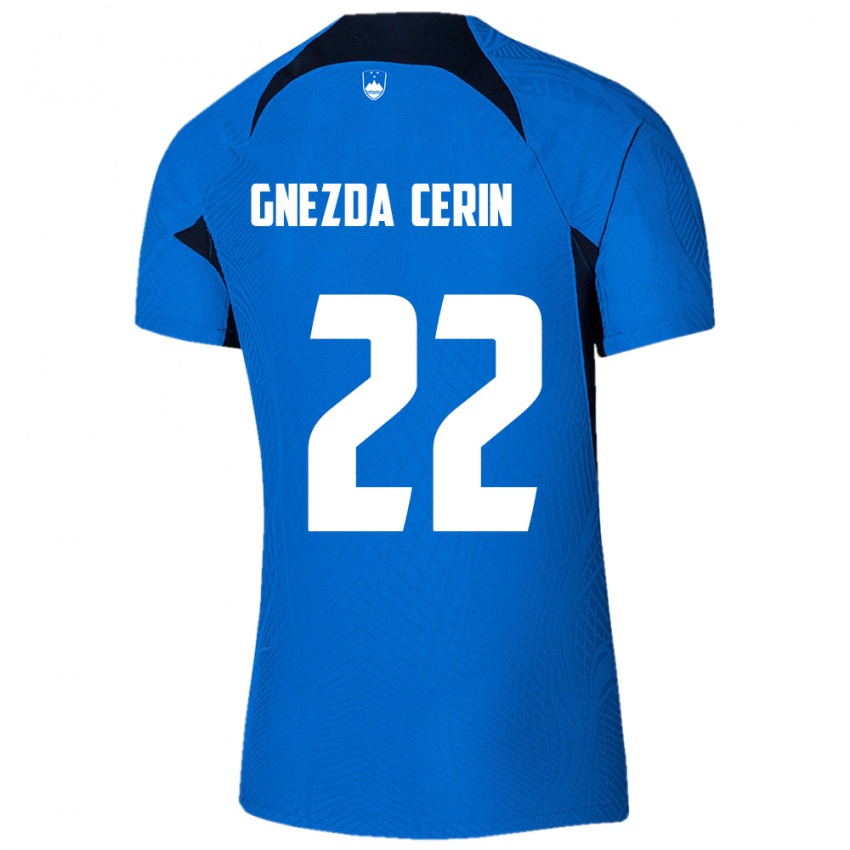 Herren Slowenien Adam Gnezda Cerin #22 Blau Auswärtstrikot Trikot 24-26 T-Shirt Schweiz