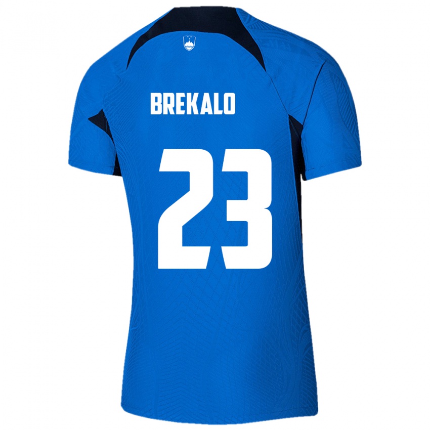 Herren Slowenien David Brekalo #23 Blau Auswärtstrikot Trikot 24-26 T-Shirt Schweiz