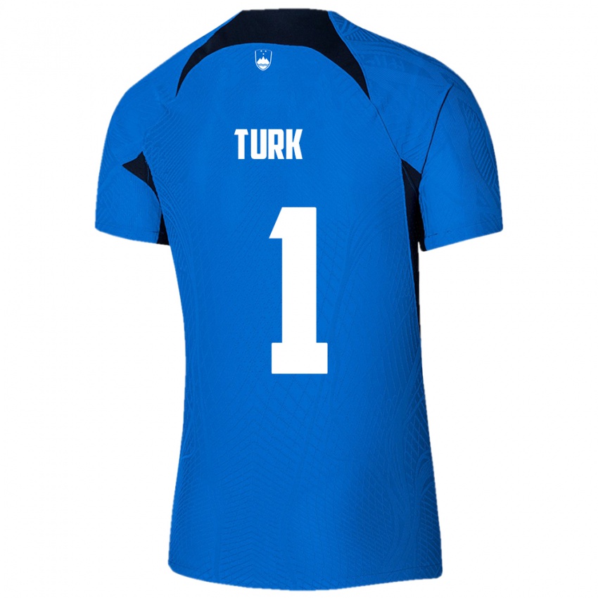 Herren Slowenien Martin Turk #1 Blau Auswärtstrikot Trikot 24-26 T-Shirt Schweiz