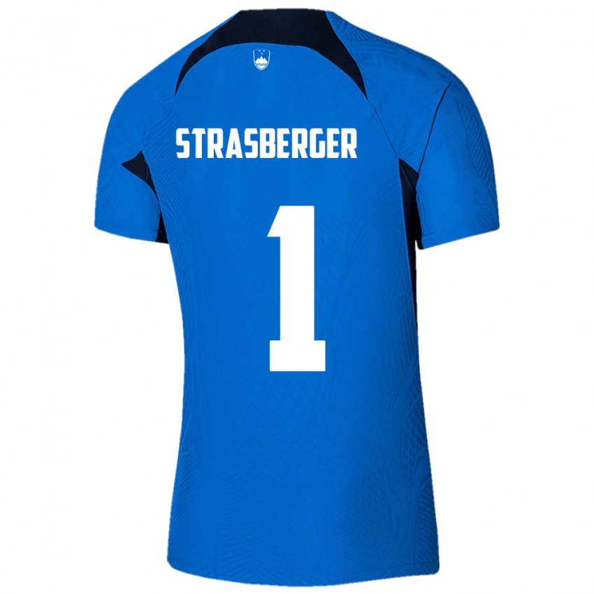 Herren Slowenien Tim Strasberger #1 Blau Auswärtstrikot Trikot 24-26 T-Shirt Schweiz