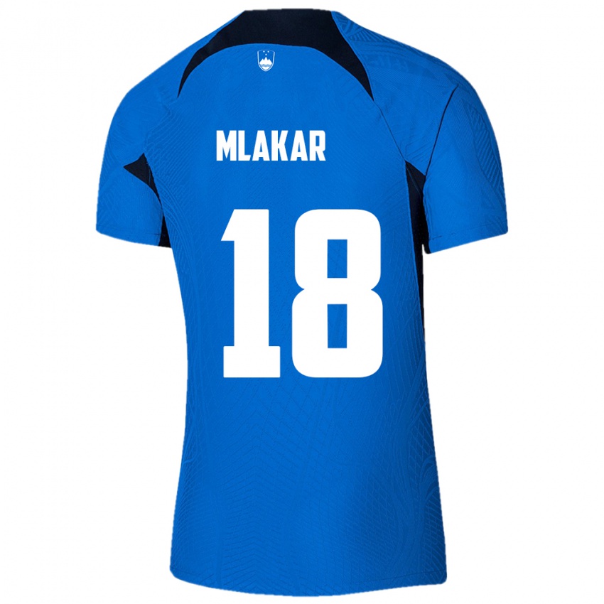 Herren Slowenien Luka Mlakar #18 Blau Auswärtstrikot Trikot 24-26 T-Shirt Schweiz