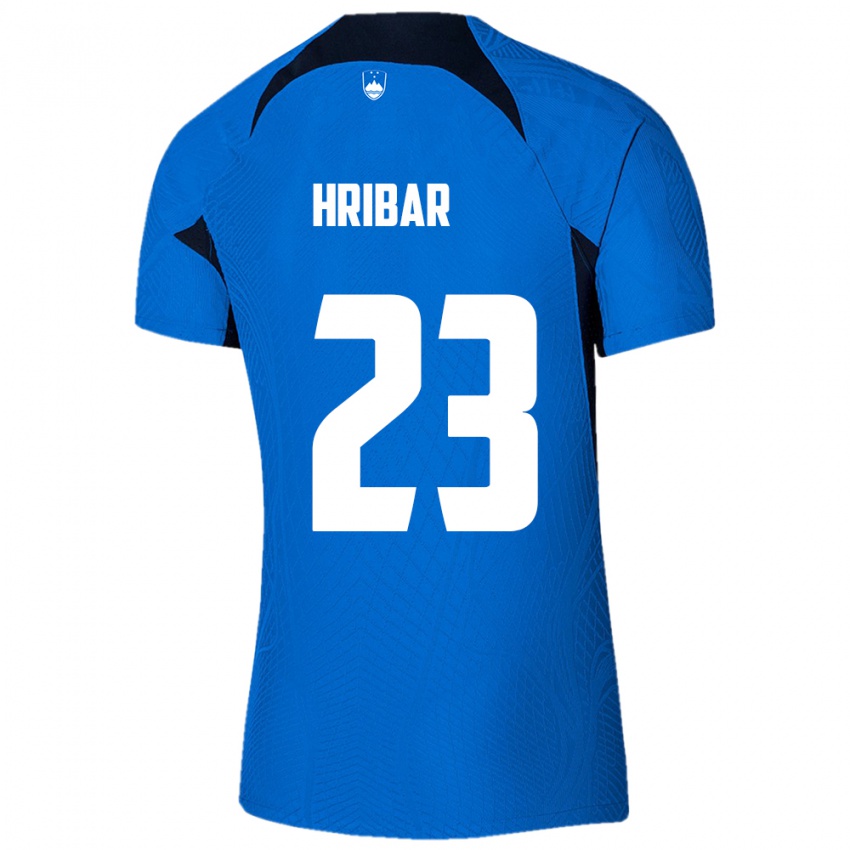 Herren Slowenien Lan Hribar #23 Blau Auswärtstrikot Trikot 24-26 T-Shirt Schweiz