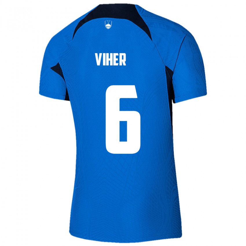 Herren Slowenien Nejc Viher #6 Blau Auswärtstrikot Trikot 24-26 T-Shirt Schweiz