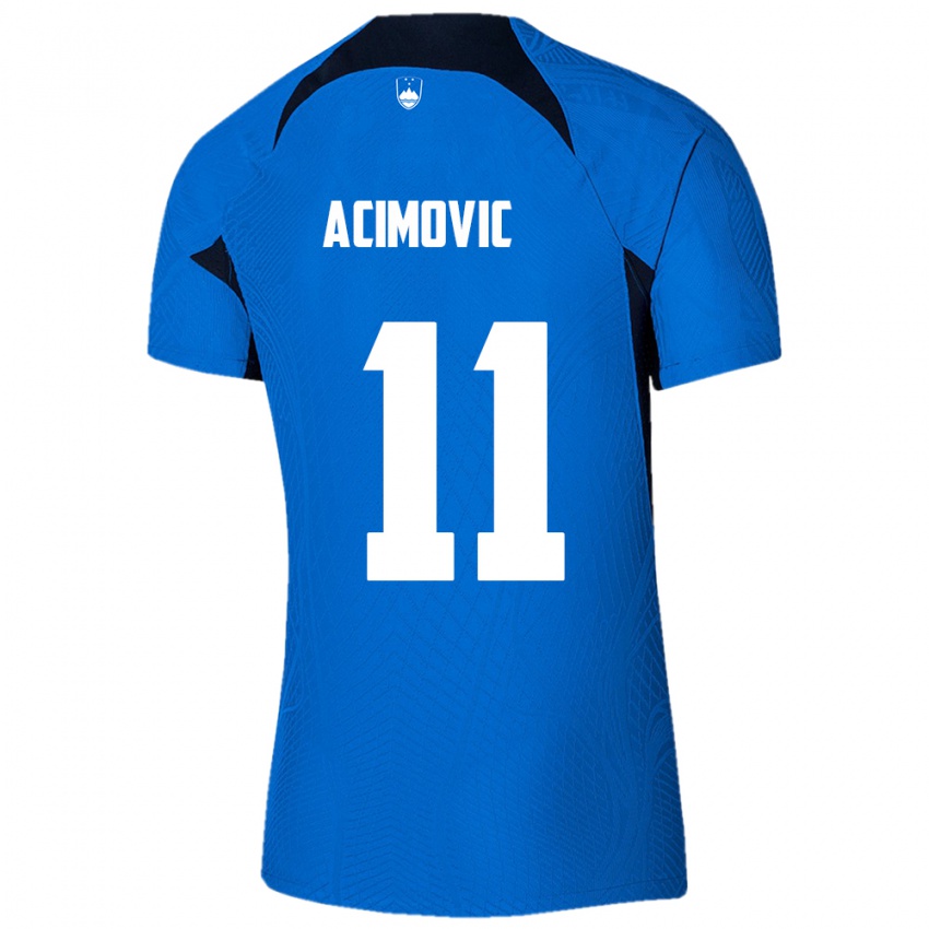 Herren Slowenien Mateo Acimovic #11 Blau Auswärtstrikot Trikot 24-26 T-Shirt Schweiz