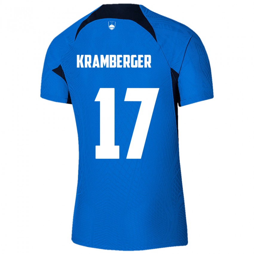 Herren Slowenien Enej Kramberger #17 Blau Auswärtstrikot Trikot 24-26 T-Shirt Schweiz