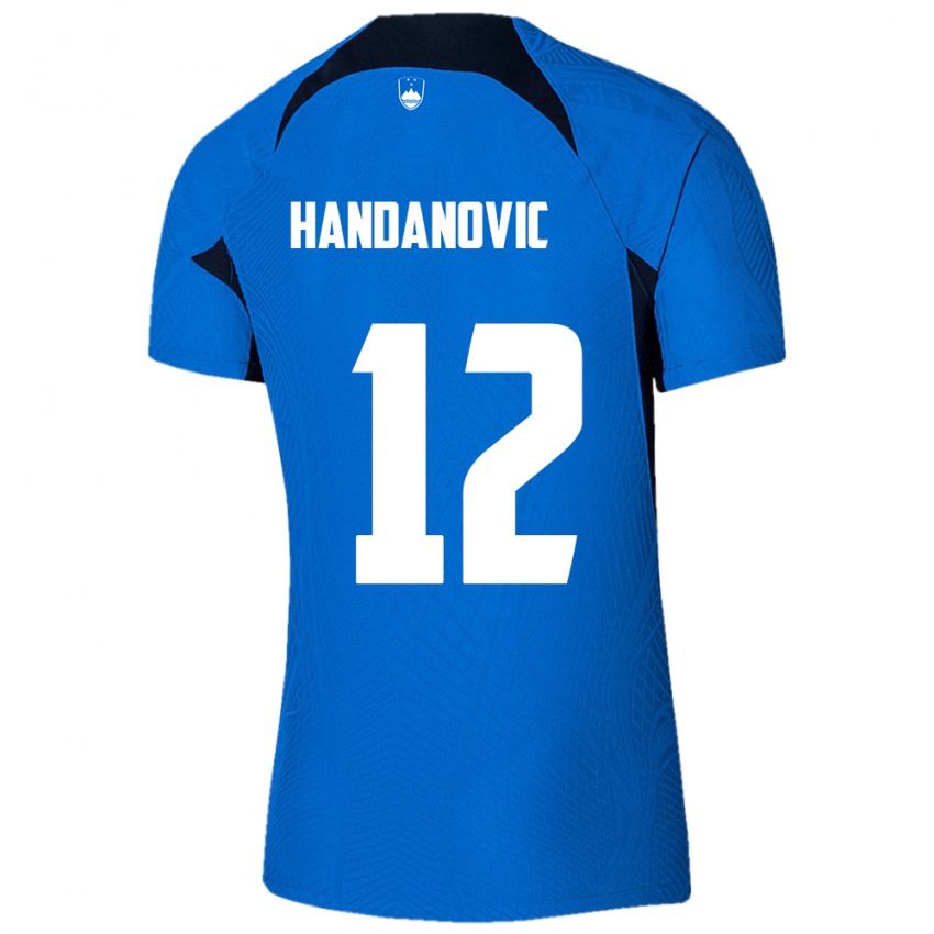 Herren Slowenien Tanej Handanovic #12 Blau Auswärtstrikot Trikot 24-26 T-Shirt Schweiz