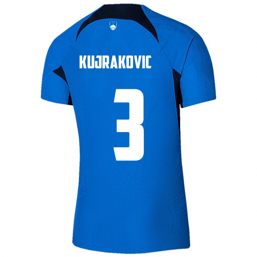 Herren Slowenien Minel Kujrakovic #3 Blau Auswärtstrikot Trikot 24-26 T-Shirt Schweiz