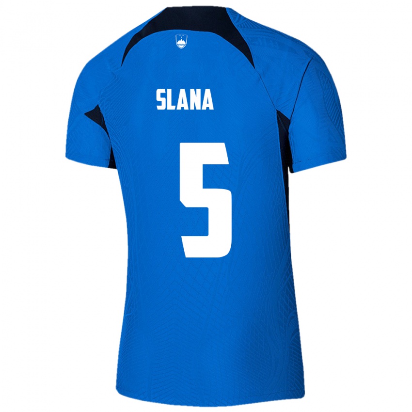 Herren Slowenien Filip Slana #5 Blau Auswärtstrikot Trikot 24-26 T-Shirt Schweiz