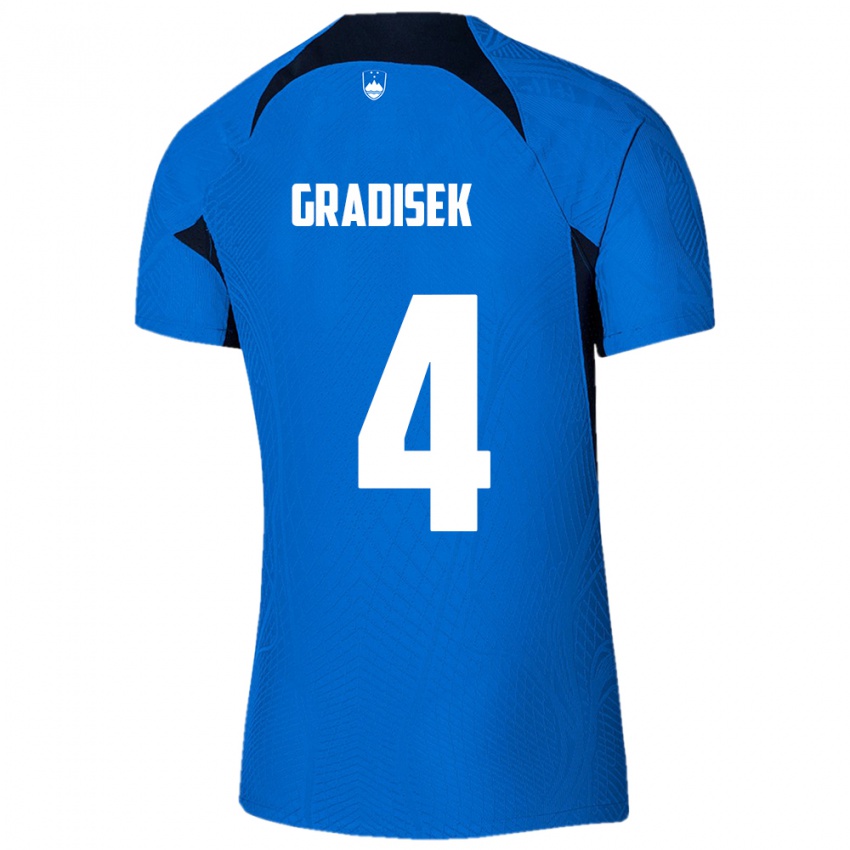 Herren Slowenien Sara Gradišek #4 Blau Auswärtstrikot Trikot 24-26 T-Shirt Schweiz