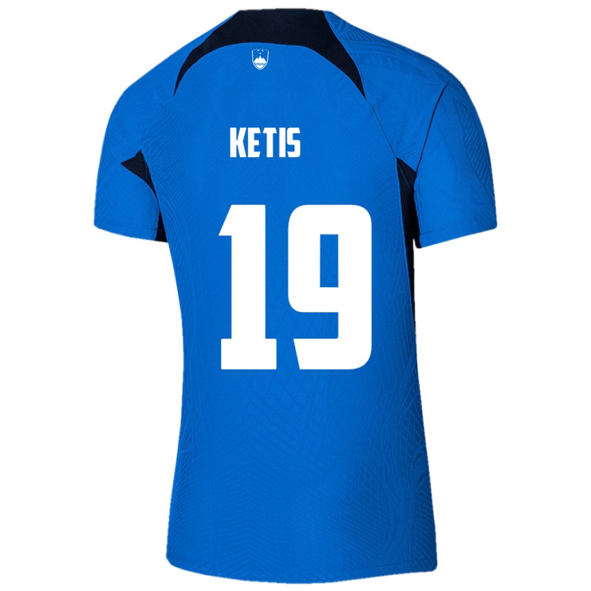 Herren Slowenien Sara Ketiš #19 Blau Auswärtstrikot Trikot 24-26 T-Shirt Schweiz