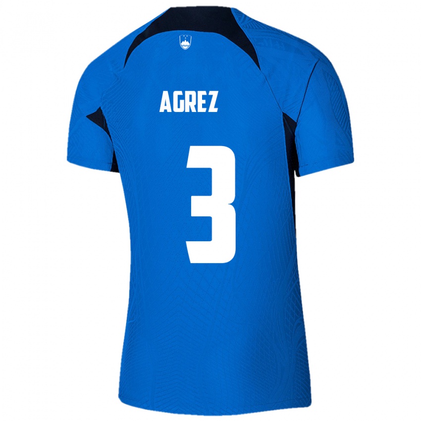 Herren Slowenien Sara Agrež #3 Blau Auswärtstrikot Trikot 24-26 T-Shirt Schweiz