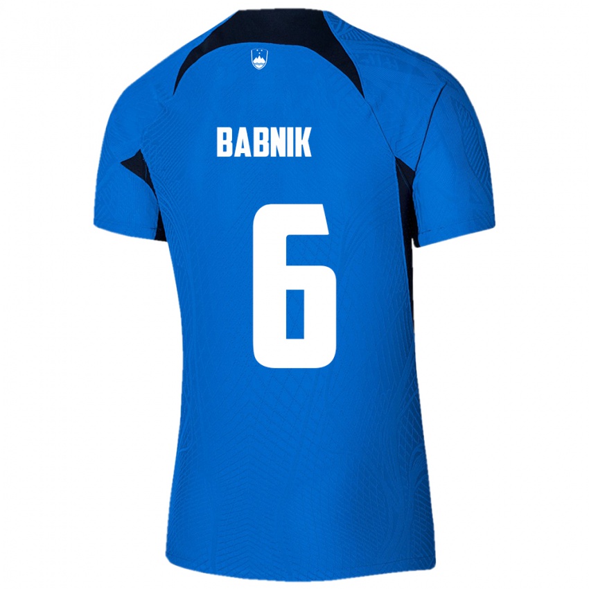 Herren Slowenien Nika Babnik #6 Blau Auswärtstrikot Trikot 24-26 T-Shirt Schweiz