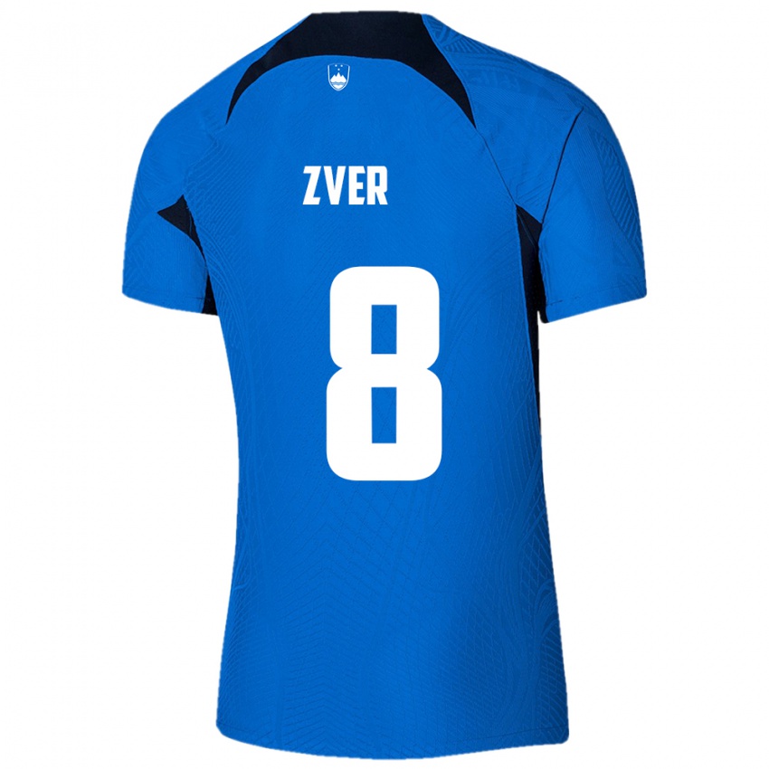 Herren Slowenien Mateja Zver #8 Blau Auswärtstrikot Trikot 24-26 T-Shirt Schweiz