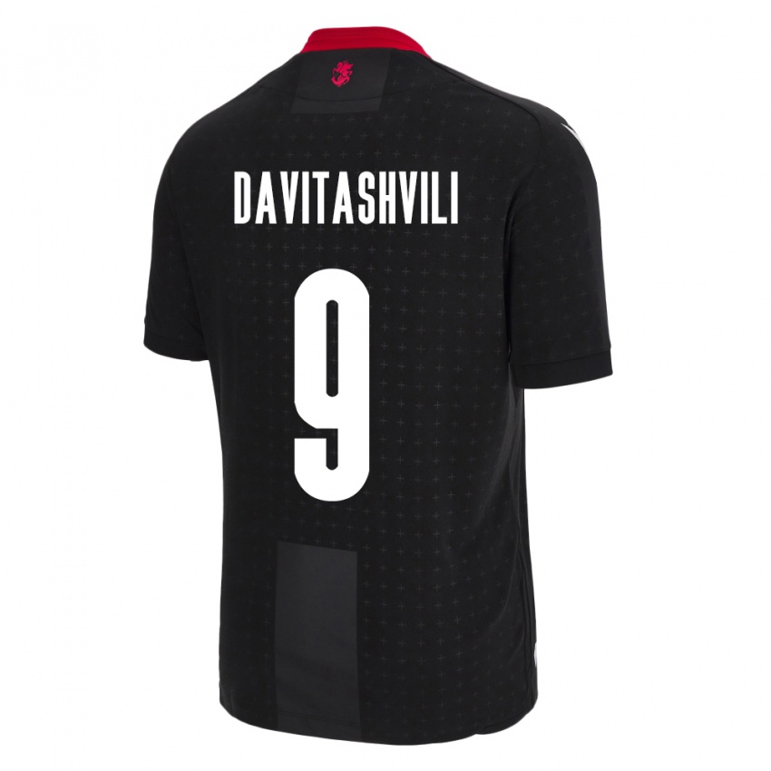 Herren Georgien Zuriko Davitashvili #9 Schwarz Auswärtstrikot Trikot 24-26 T-Shirt Schweiz