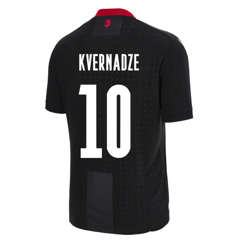 Herren Georgien Giorgi Kvernadze #10 Schwarz Auswärtstrikot Trikot 24-26 T-Shirt Schweiz