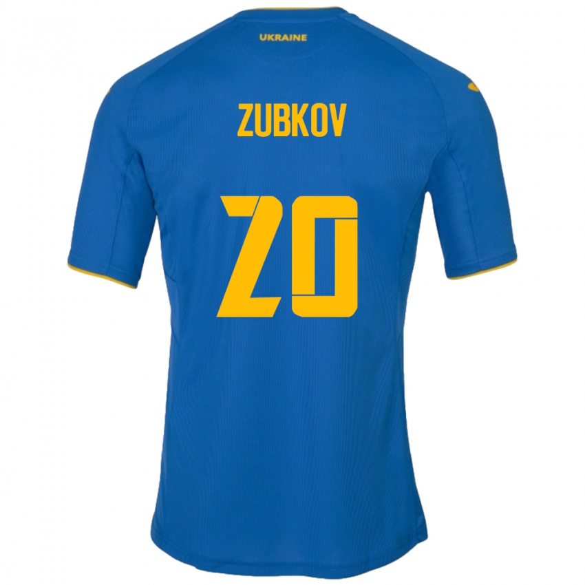 Herren Ukraine Oleksandr Zubkov #20 Blau Auswärtstrikot Trikot 24-26 T-Shirt Schweiz