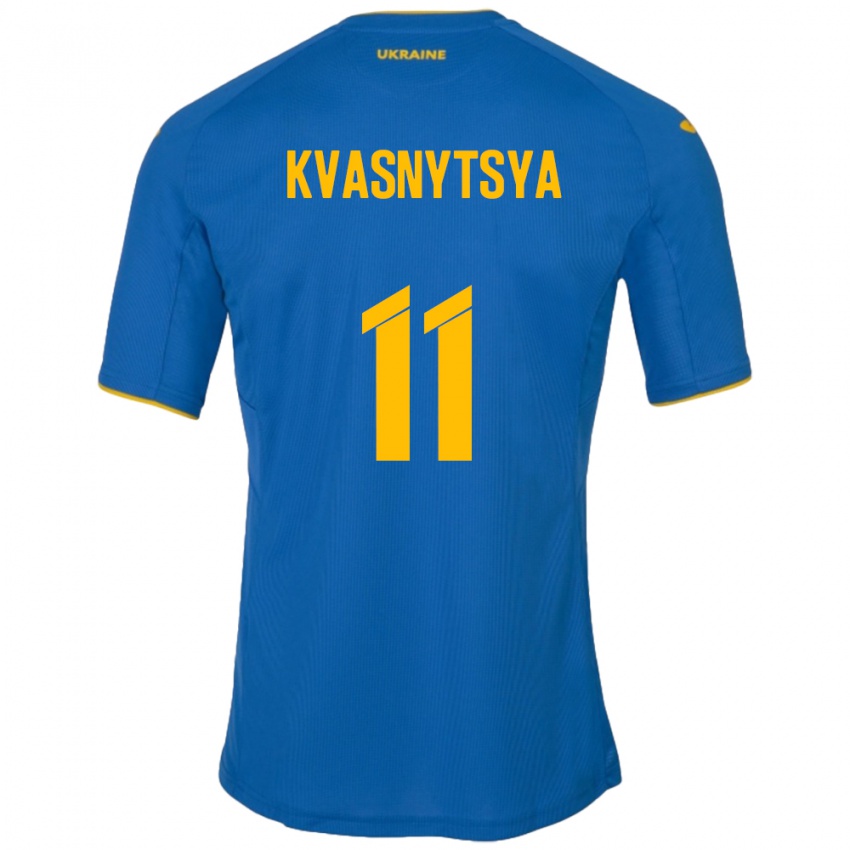 Herren Ukraine Ilya Kvasnytsya #11 Blau Auswärtstrikot Trikot 24-26 T-Shirt Schweiz