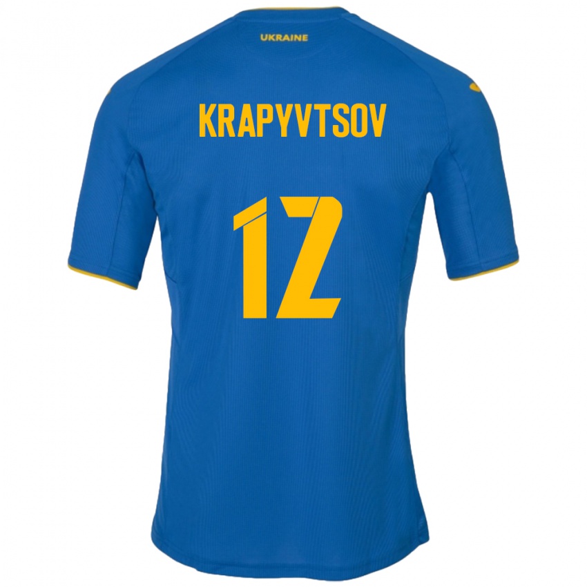 Herren Ukraine Vladyslav Krapyvtsov #12 Blau Auswärtstrikot Trikot 24-26 T-Shirt Schweiz