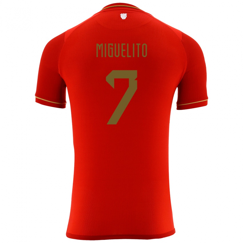 Herren Bolivien Miguelito #7 Rot Auswärtstrikot Trikot 24-26 T-Shirt Schweiz