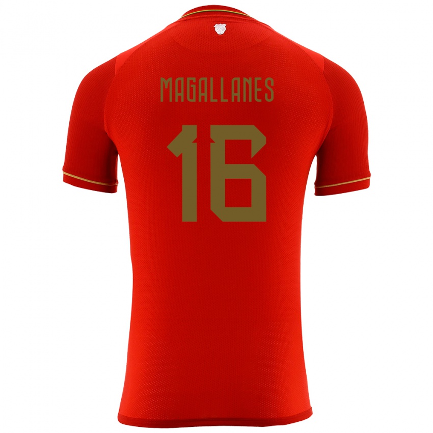 Herren Bolivien Juan Magallanes #16 Rot Auswärtstrikot Trikot 24-26 T-Shirt Schweiz