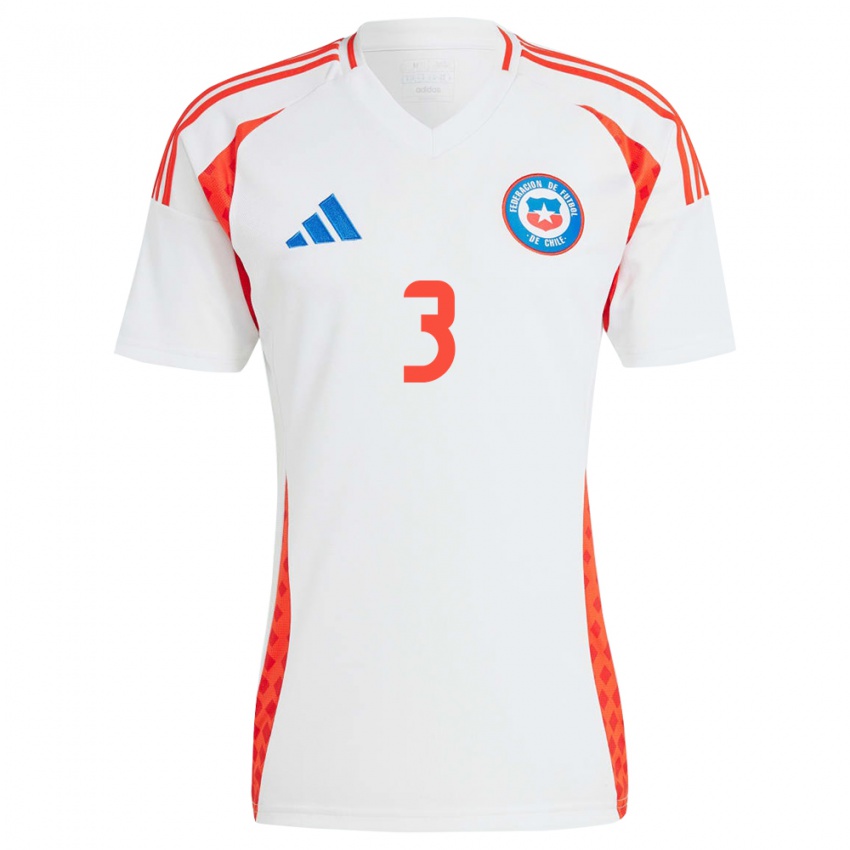 Herren Chile Su Helen Galaz #3 Weiß Auswärtstrikot Trikot 24-26 T-Shirt Schweiz