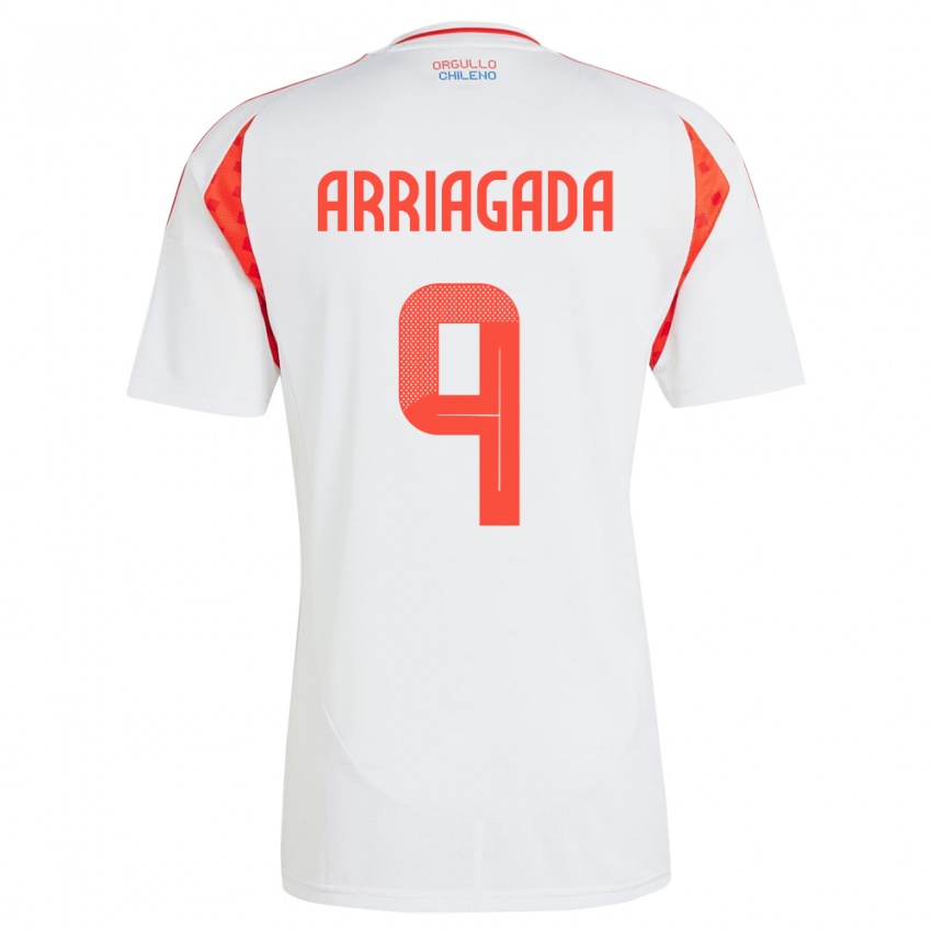 Herren Chile Luciano Arriagada #9 Weiß Auswärtstrikot Trikot 24-26 T-Shirt Schweiz