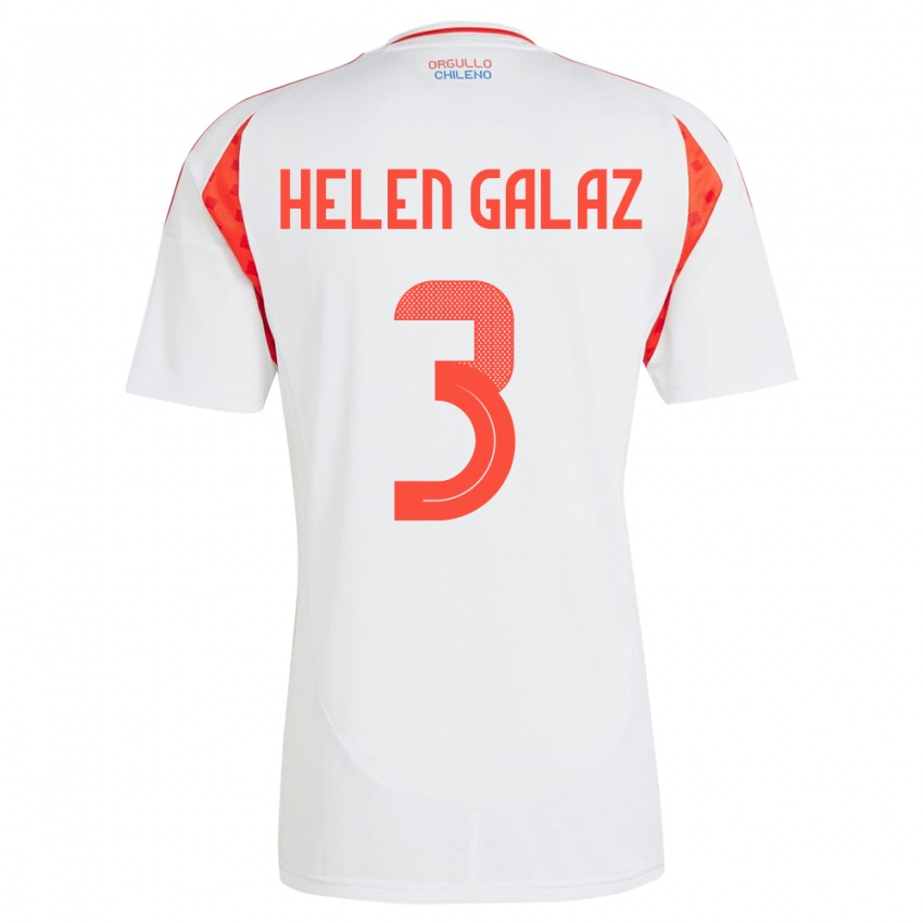 Herren Chile Su Helen Galaz #3 Weiß Auswärtstrikot Trikot 24-26 T-Shirt Schweiz