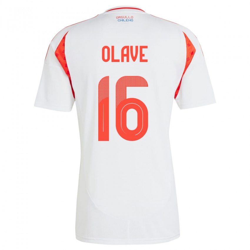 Herren Chile Isidora Olave #16 Weiß Auswärtstrikot Trikot 24-26 T-Shirt Schweiz