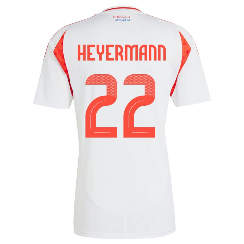 Herren Chile Agustina Heyermann #22 Weiß Auswärtstrikot Trikot 24-26 T-Shirt Schweiz