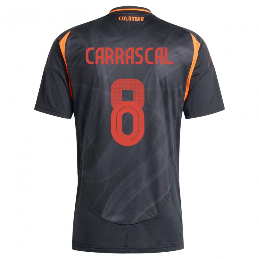 Herren Kolumbien Jorge Carrascal #8 Schwarz Auswärtstrikot Trikot 24-26 T-Shirt Schweiz