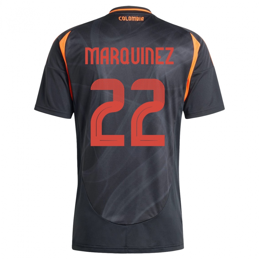 Herren Kolumbien Luis Marquinez #22 Schwarz Auswärtstrikot Trikot 24-26 T-Shirt Schweiz