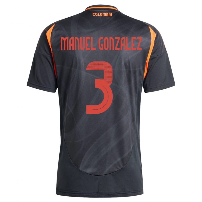 Herren Kolumbien Carlos Manuel González #3 Schwarz Auswärtstrikot Trikot 24-26 T-Shirt Schweiz