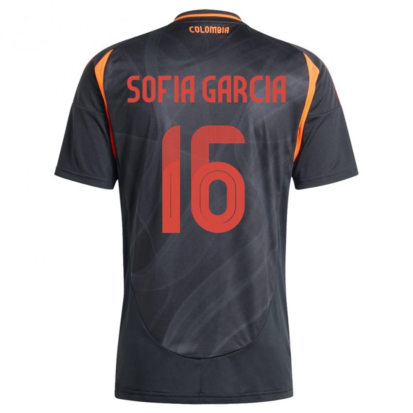 Herren Kolumbien Sofía García #16 Schwarz Auswärtstrikot Trikot 24-26 T-Shirt Schweiz