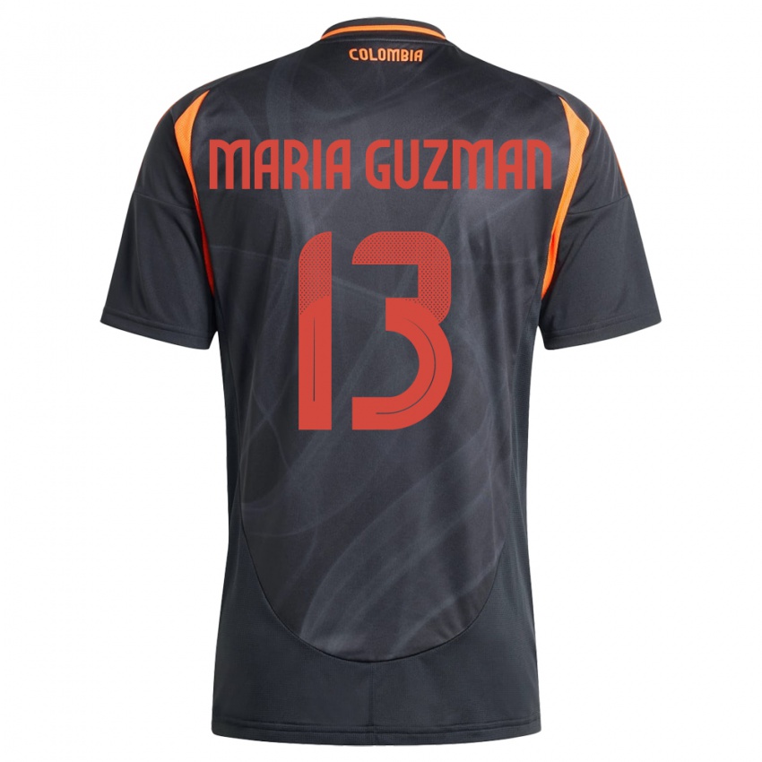 Herren Kolumbien Ana María Guzmán #13 Schwarz Auswärtstrikot Trikot 24-26 T-Shirt Schweiz