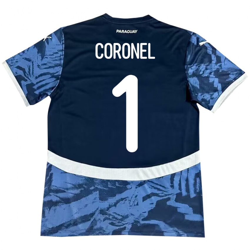 Herren Paraguay Carlos Coronel #1 Blau Auswärtstrikot Trikot 24-26 T-Shirt Schweiz