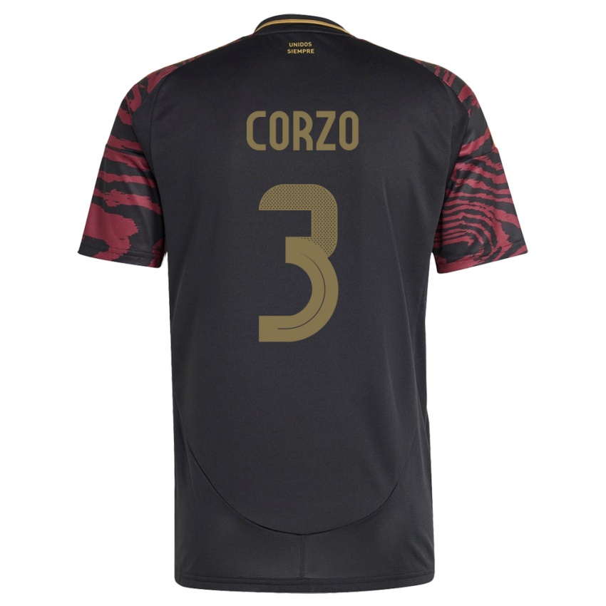 Herren Peru Aldo Corzo #3 Schwarz Auswärtstrikot Trikot 24-26 T-Shirt Schweiz