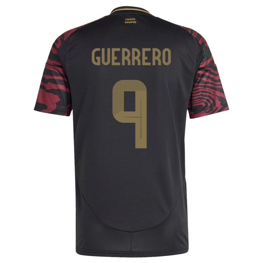 Herren Peru Paolo Guerrero #9 Schwarz Auswärtstrikot Trikot 24-26 T-Shirt Schweiz