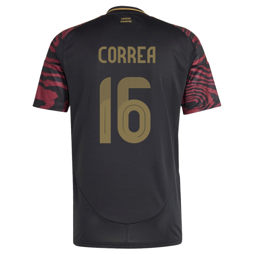 Herren Peru Eslyn Correa #16 Schwarz Auswärtstrikot Trikot 24-26 T-Shirt Schweiz