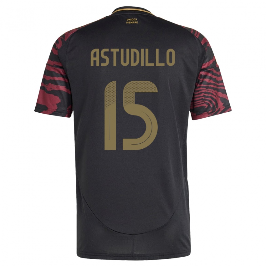 Herren Peru Julinho Astudillo #15 Schwarz Auswärtstrikot Trikot 24-26 T-Shirt Schweiz