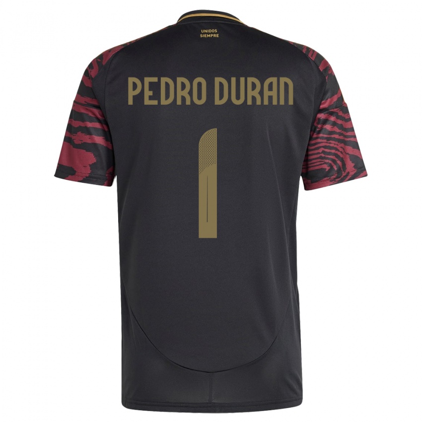 Herren Peru Juan Pedro Durán #1 Schwarz Auswärtstrikot Trikot 24-26 T-Shirt Schweiz